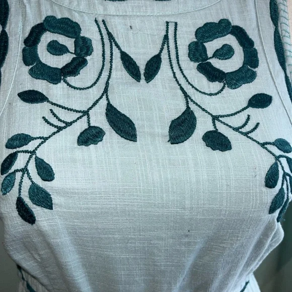 Free People Womens Green Sleeveless Dress Birds Pleated Lined - Picture 4 of 11